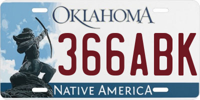OK license plate 366ABK