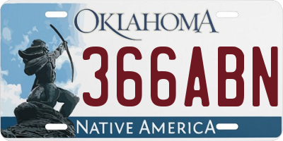 OK license plate 366ABN