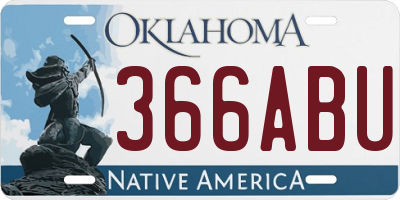 OK license plate 366ABU
