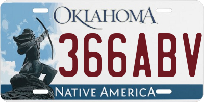 OK license plate 366ABV