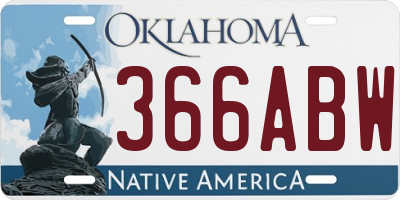 OK license plate 366ABW