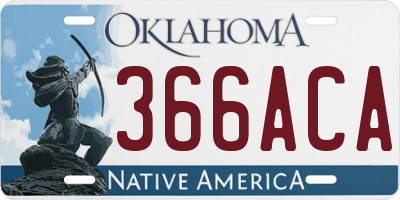OK license plate 366ACA