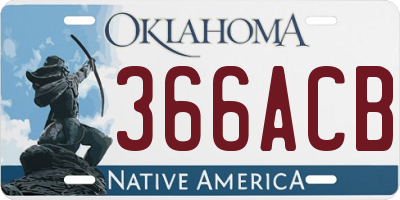 OK license plate 366ACB