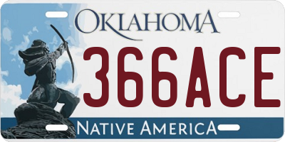 OK license plate 366ACE