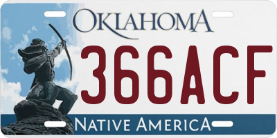 OK license plate 366ACF