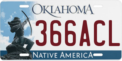 OK license plate 366ACL
