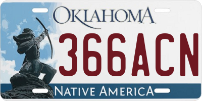 OK license plate 366ACN