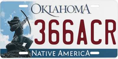 OK license plate 366ACR