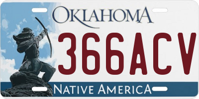 OK license plate 366ACV