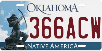 OK license plate 366ACW
