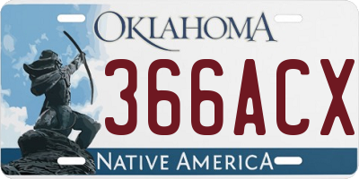 OK license plate 366ACX