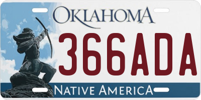 OK license plate 366ADA