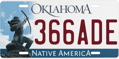 OK license plate 366ADE