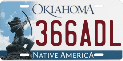 OK license plate 366ADL