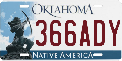 OK license plate 366ADY