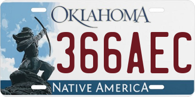 OK license plate 366AEC