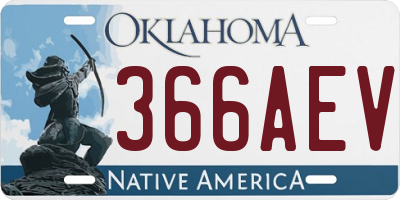 OK license plate 366AEV