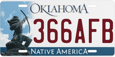 OK license plate 366AFB