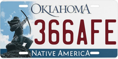 OK license plate 366AFE