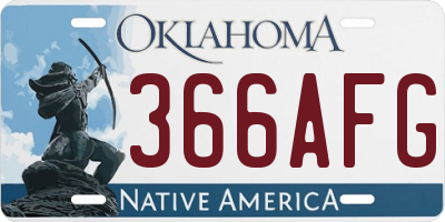 OK license plate 366AFG