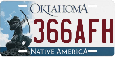OK license plate 366AFH