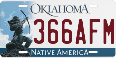 OK license plate 366AFM