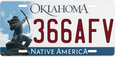 OK license plate 366AFV