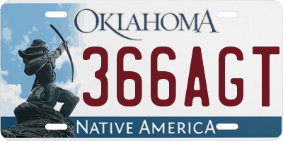 OK license plate 366AGT