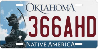 OK license plate 366AHD