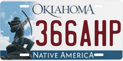 OK license plate 366AHP