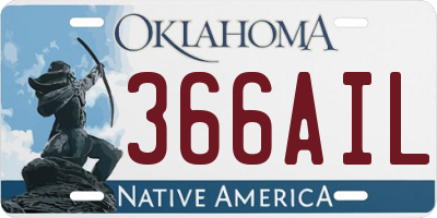 OK license plate 366AIL