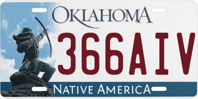 OK license plate 366AIV
