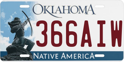 OK license plate 366AIW
