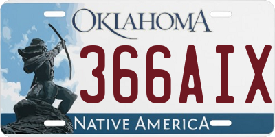 OK license plate 366AIX