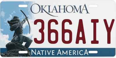 OK license plate 366AIY