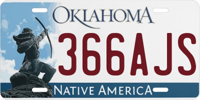 OK license plate 366AJS
