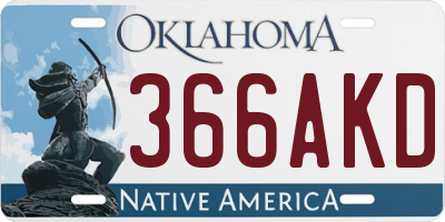 OK license plate 366AKD