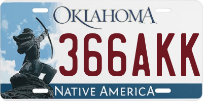 OK license plate 366AKK