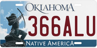 OK license plate 366ALU