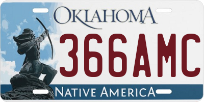 OK license plate 366AMC