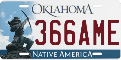 OK license plate 366AME