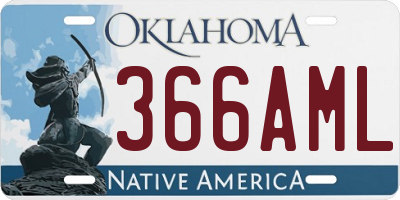 OK license plate 366AML