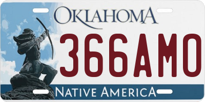OK license plate 366AMO