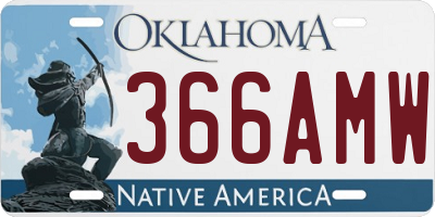 OK license plate 366AMW