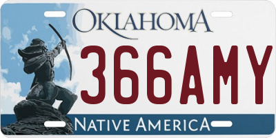 OK license plate 366AMY