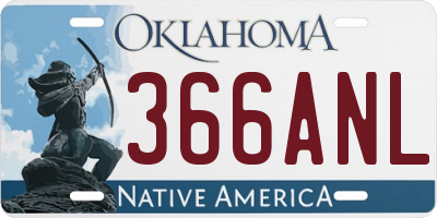 OK license plate 366ANL