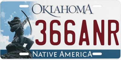 OK license plate 366ANR
