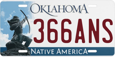 OK license plate 366ANS