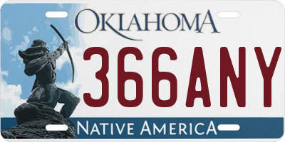 OK license plate 366ANY