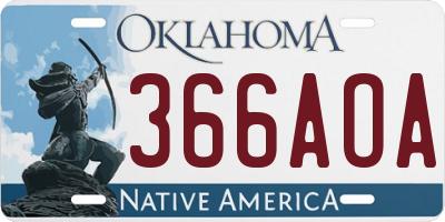 OK license plate 366AOA